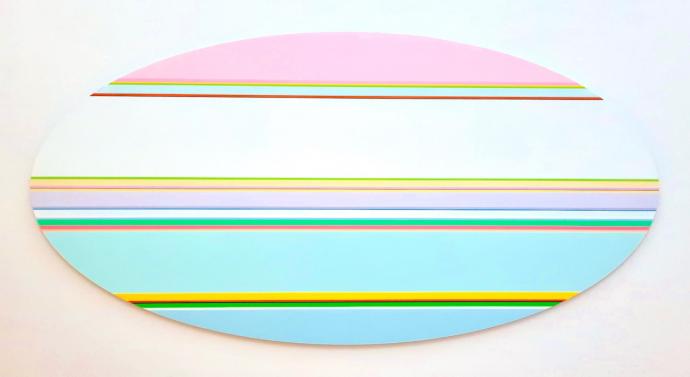 Nicholas Bodde, No. 1550 Oval, 2021, Öl und Acryl auf Aluminium, 90 x 180 cm