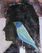 Frank Zucht, Vogel in Hellblau (Final nomination), 2016, Acryl auf Nessel, 45 x 35 cm