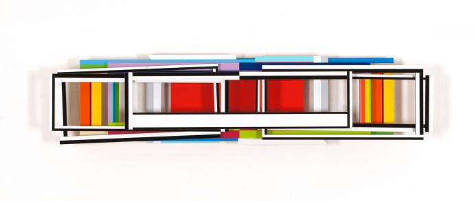 Dieter Balzer, Sampler, Folie auf MDF, 107 x 26 x 7 cm