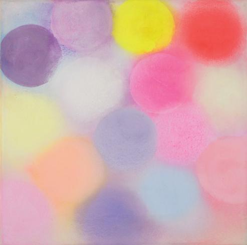 Margit Hartnagel, Arising Colors 11-2-22, 2022, Pigmente in Weihrauchmilch, 60 x 60 x 4,5 cm