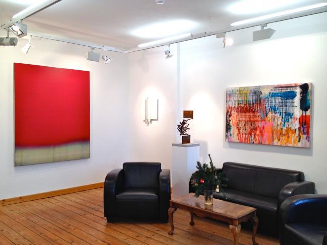 Bim Koehler, E - 160.01, 2016, Pigmente und Mattfirnis auf Kreidegrund und Holzkörper, Stahleinfassung, 160 x 130 x 5 cm, Ausstellungsansicht