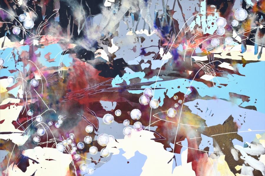 Chika Aruga hinauf schauen hinein gehen 9 2025 Acryl auf Leinwand 110 x 160 cm