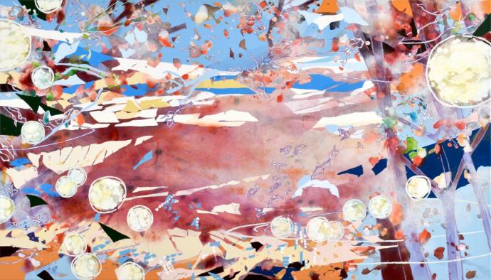 Chika Aruga, Eine Utopie 6, 2023, Acryl auf Leinwand, 80 x 140 cm