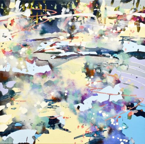 Chika Aruga, Im Fluss der Stille 10, 2026, Acryl auf Leinwand, 70 x 70 cm