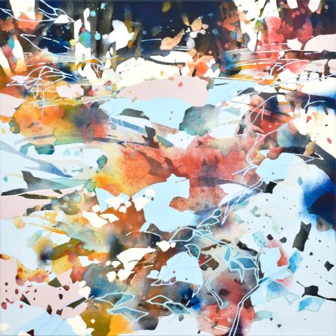 Chika Aruga, Im Fluss der Stille 11, 2026, Acryl auf Leinwand, 70 x 70 cm