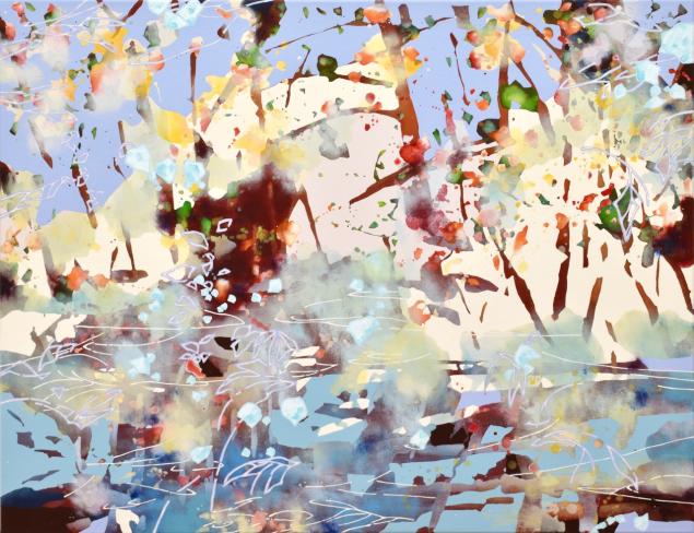 Chika Aruga, Rauschen 9, 2026, Acryl auf Leinwand, 100 x 130 cm