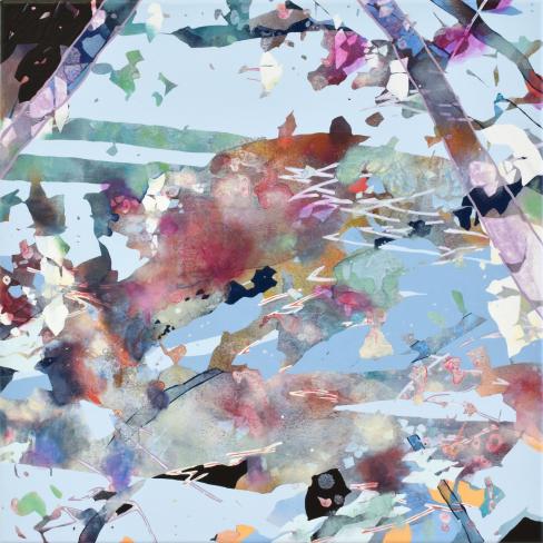 Chika Aruga, Spuren der Erinnerung 1, 2024, Acryl auf Leinwand, 50 x 50 cm