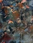 Chika Aruga, Im Wald 1, 2023, Acryl, Aquarell und Pastell auf Papier, 23 x 17 cm, gerahmt 40 x 30 cm