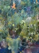 Chika Aruga, Im Wald 3, 2023, Acryl, Aquarell und Pastell auf Papier, 23 x 17 cm, gerahmt 40 x 30 cm