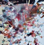 Chika Aruga, Spuren der Erinnerung 3, 2024, Acryl auf Leinwand, 50 x 50 cm