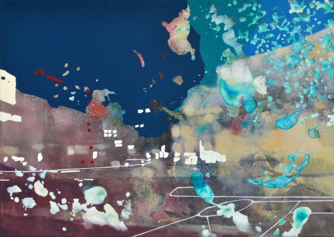 Chika Aruga, Der Weg 2, 2016, Acryl auf Leinwand, 50 x 70 cm