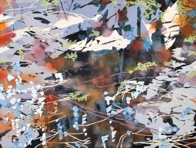 Chika Aruga, Eintauchen 2, 2021, Acryl auf Leinwand, 45 x 60 cm