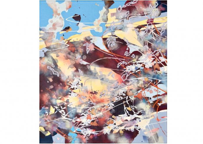 Chika Aruga, Sonne 3, 2021, Acryl auf Leinwand, 50 x 45 cm