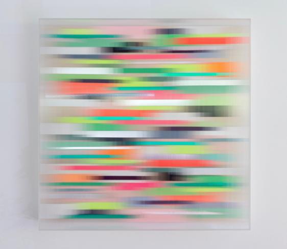 Christiane Grimm, Verschmelzungen, 2022, Mischtechnik und Acrylglas, 80 x 80 x 10 cm