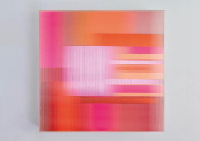 Christiane Grimm, new space I, 2023, Mischtechnik und Acrylglas, 60 x 60 x 10 cm