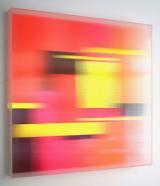 Christiane Grimm, Peppiness I, 2024, Mischtechnik und Acrylglas, 80 x 80 x 10 cm, seitlich