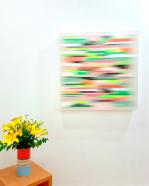 Christiane Grimm, Verschmelzungen, 2022, Mischtechnik und Acrylglas, 80 x 80 x 10 cm, Ausstellungsansicht Galerie Corona Unger, Bremen