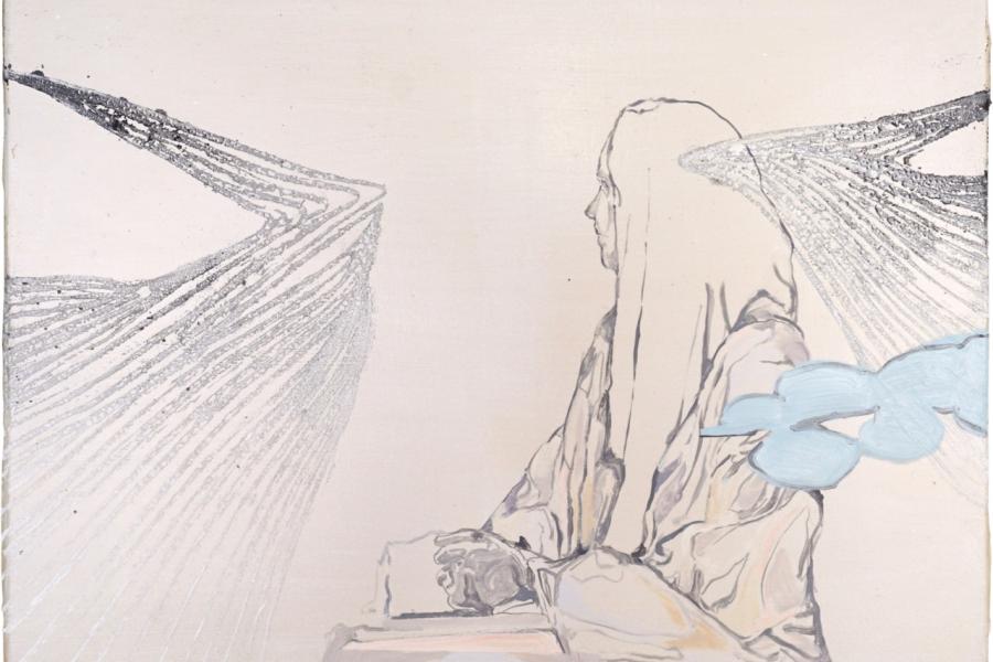 Christofer Kochs Belichtung des Jetzt 1 2024 Lascaux und Ol auf Leinand 81 x 60 cm