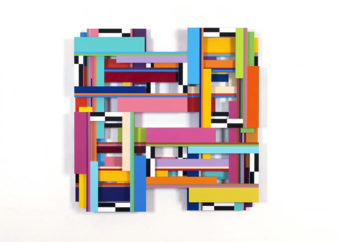 Dieter Balzer, Xeox (14-2), Folie auf MDF, 100 x 100 x 5 cm
