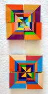 Dieter Balzer, SqD/M (22-1) und SqD/M (22-2), Folie auf MDF, je 20 x 20 x 2,5 cm