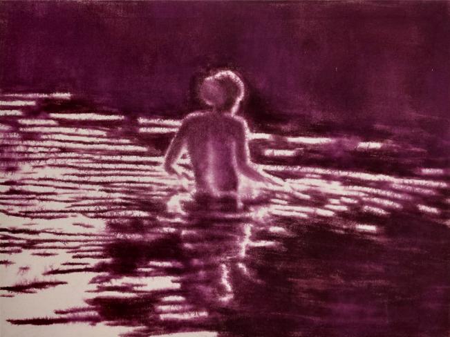 Dieter Mammel, Teufelsee, Tusche auf Leinwand, 75 x 100 cm