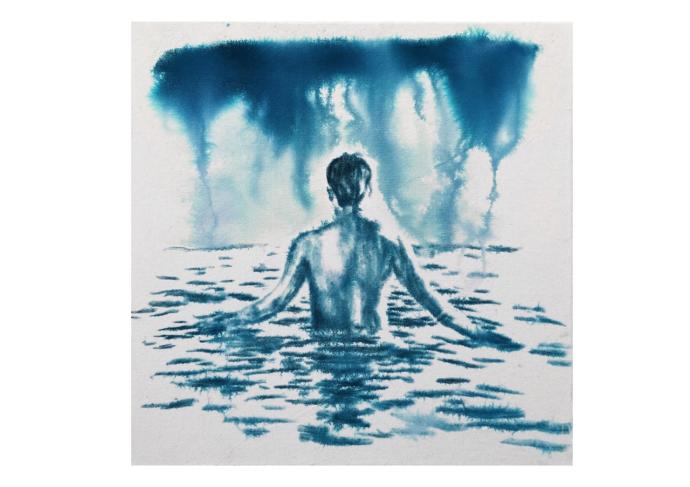 Dieter Mammel, Vor dem Regen, 2023, Tusche auf Leinwand, 66 x 66 cm