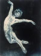 Dieter Mammel, Tänzer I, 2022, Tusche auf Leinwand, 85 x 63 cm
