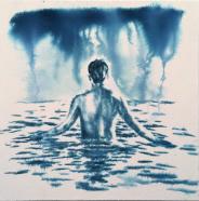 Dieter Mammel, Vor dem Regen, 2023, Tusche auf Leinwand, 66 x 66 cm