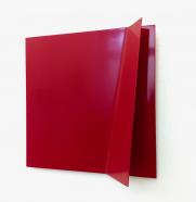 Dirk Rathke, #939 rot, 2019, Lack auf Metall, 25 x 25 x 7 cm