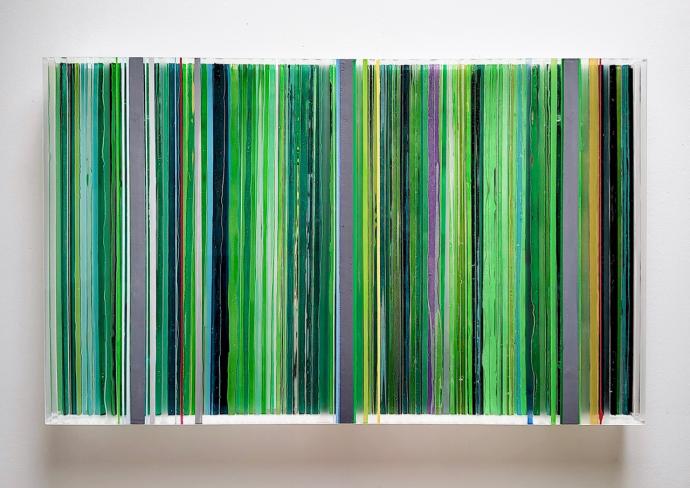 Eckart Hinze, OBJ 24, 2023, Acryl und Harz auf Acrylglas, 66 x 107 x 7 cm