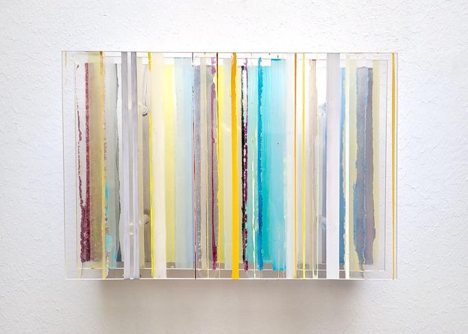 Eckart Hinze, Zone 1, 2020, Acryl und Harz auf Acrylglas, 20 x 30 x 5 cm