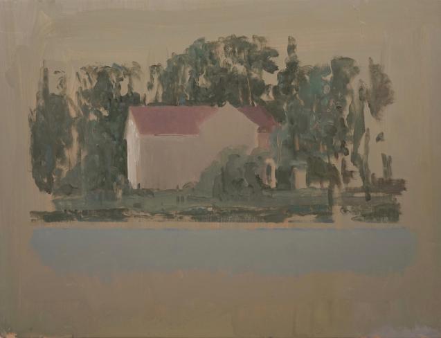 Fernando X. González, Casa Arboles, 2018, Öl auf Holz, 30,5 x 40 cm