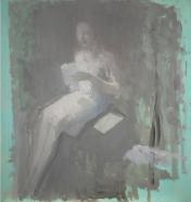 Fernando X. González, Femme Lettre, 2021, Öl auf Holz, 40 x 37 cm