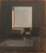 Fernando X. González, Interieur, 2022, Öl auf Holz, 43 x 36,5 cm
