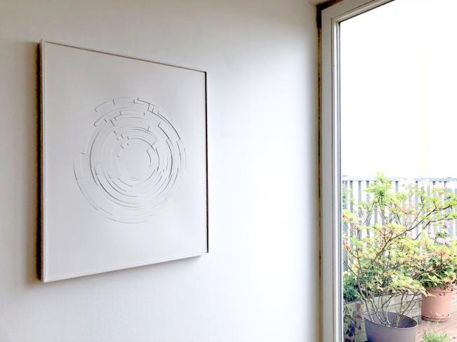 Franz Riedl, Kreisausschnitt, 2019, Papierrelief, Karton geschnitten, 71 x 59 cm, Ausstellungsansicht