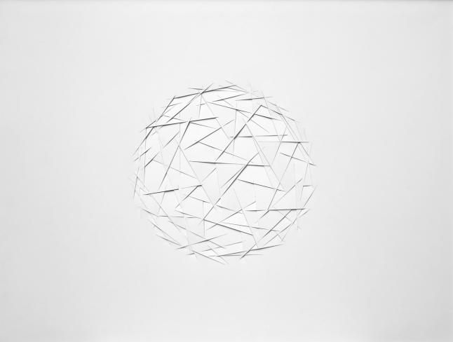 Franz Riedl, Tensegrity (Buckminster Fuller), 2018, Papierrelief, Karton geschnitten, 71 x 98 cm