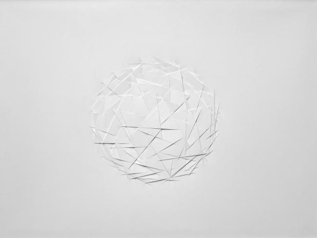 Franz Riedl, Tensegrity II (Buckminster Fuller), 2018, Papierrelief, Karton geschnitten, 71 x 98 cm
