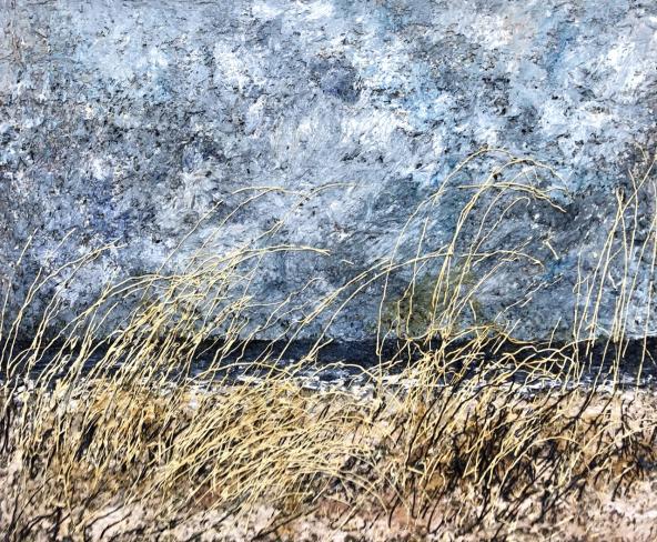 Helmut Helmes, Küstenstreifenküste, 2021, Öl auf Leinwand, 100 x 120 cm