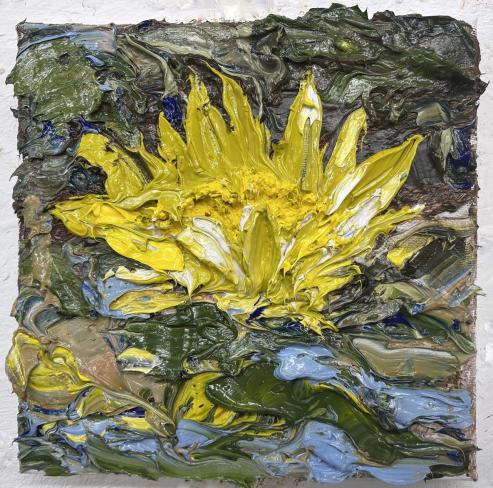 Helmut Helmes, Seerosensuite 5, 2025, Öl auf Leinwand, 20 x 20 cm