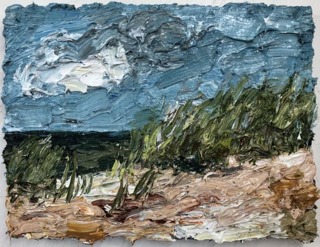 Helmut Helmes, Stranddüne, 2020, Öl auf Leinwand, 30 x 40 cm