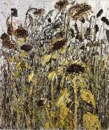 Helmut Helmes, Alte Sonnenblumen II, 2023, Öl auf Leinwand, 140 x 120 cm