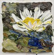 Helmut Helmes, Seerosensuite 2, 2025, Öl auf Leinwand, 20 x 20 cm