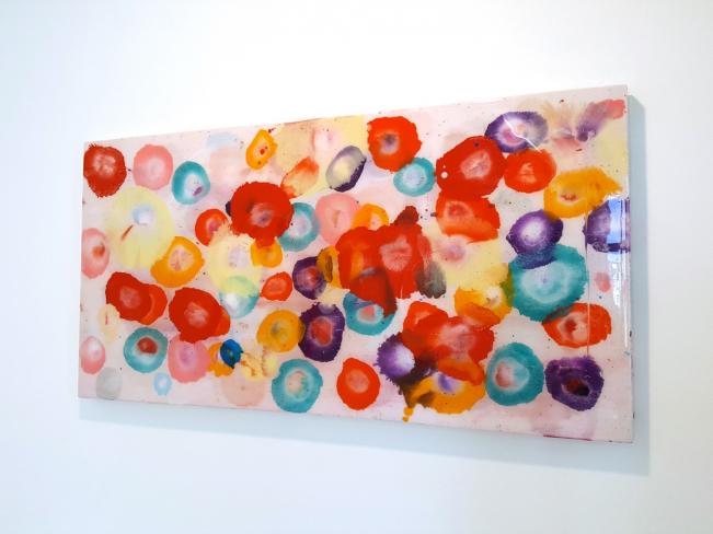 Jürgen Jansen, color bomb me II, Öl und Harze auf Holz, 50 x 100 cm, Seitenansicht