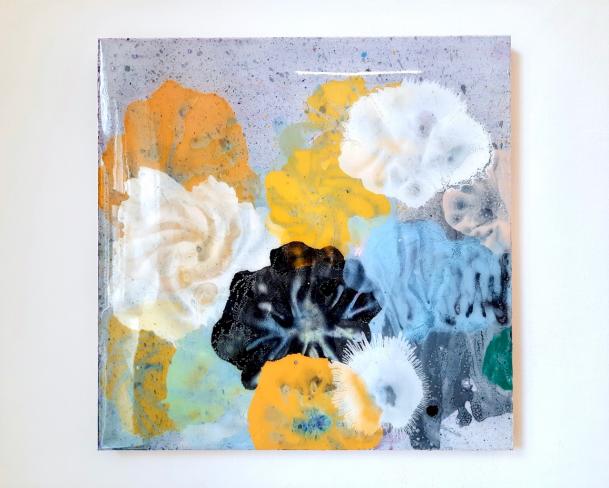 Jürgen Jansen, heatwave, 2021, Öl und Harze auf Holz, 80 x 80 cm