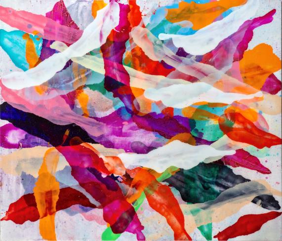 Jürgen Jansen, here, there and everywhere II, 2025, Öl und Harze auf Holz, 170 x 200 cm
