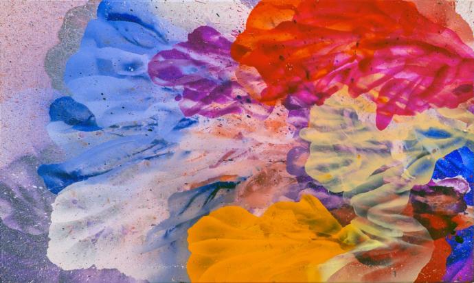 Jürgen Jansen, like a virgin, 2025, Öl und Harze auf Holz, 85 x 125 cm