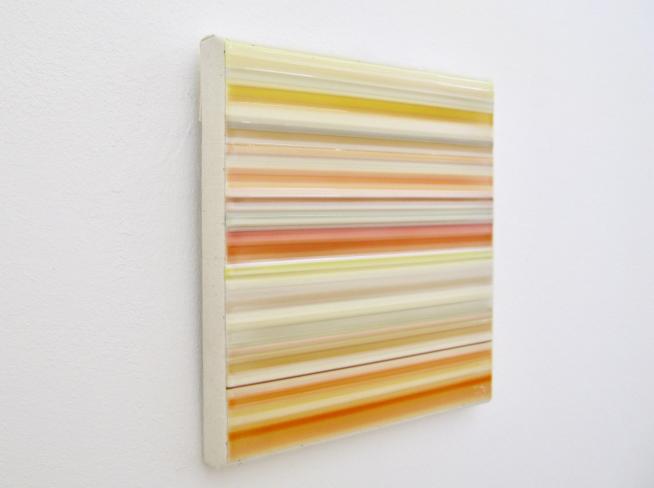 Katrin Heesch, Bild 114, Latex und Pigmente auf Leinwand, 25 x 25 cm, seitlich