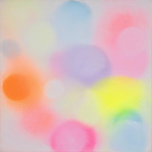 Margit Hartnagel, Arising Colors 20-2-23, 2023, Pigmente in Weihrauchmilch, 90 x 90 x 4,5 cm