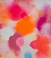 Margit Hartnagel, Arising Colors, 2020, Pigmente in Weihrauchmilch, 40 x 35 x 2 cm
