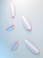 Michael Post, 5-teilige Installation, 2019, Acryl auf Glasvlies über gefaltetem Stahl, je 54 x 25 x 4 cm